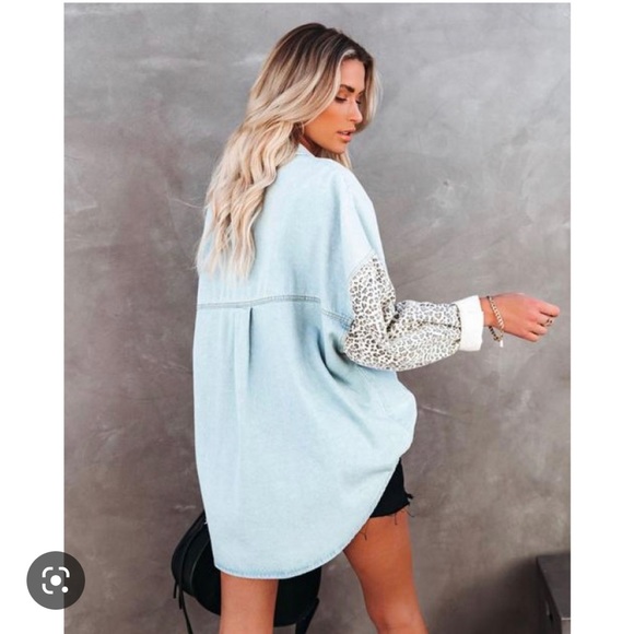 Vici denim shirt/jacket leopard print - Picture 2 of 3